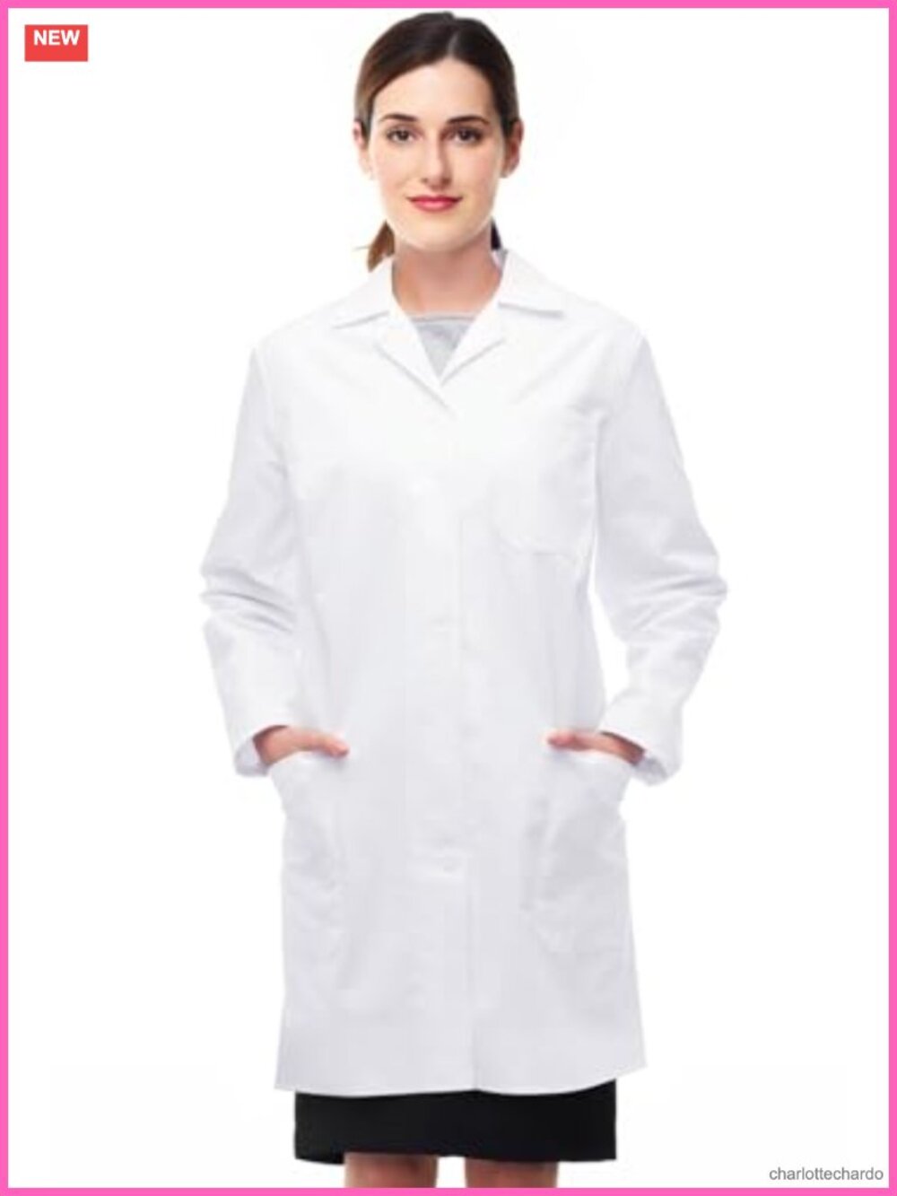 White Lab Coat for Women Long Sleeve with Pockets Doctor Costume Halloween